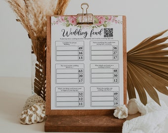Wedding Feud Game | Pink Flowers | Bridal Shower Game | Reception Printable | Sip and Solve Activity | Digital Download | PPW556