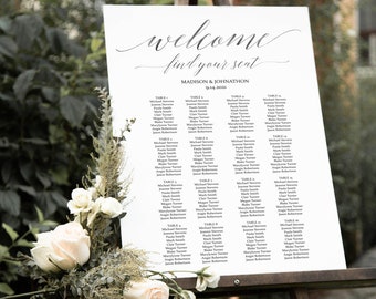 Silver Wedding Seating Chart, Seating Chart Printable, Seating Chart Template, Gray Seating Board, Wedding Sign, PDF Instant Download 120S