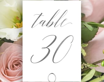 Table Numbers, Silver Wedding Table Numbers Printable, Classic Wedding, Table Number Cards, Instant Download PDF, 120S