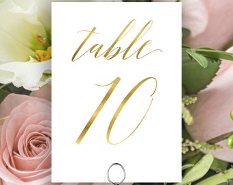 Gold Table Numbers, Wedding Table Numbers Printable, Classic Wedding, Table Number Cards, Instant Download PDF, 120G