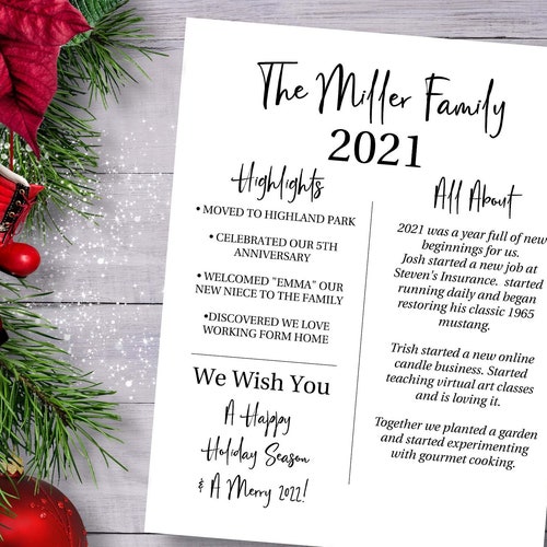 Christmas Letter Template Year in Review Christmas - Etsy Christmas Letter Template Year in Review Christmas - Etsy