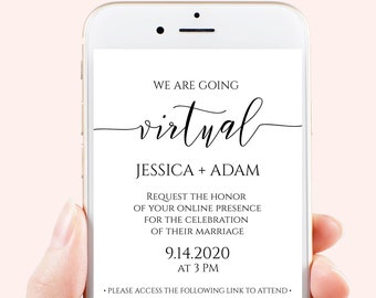 Virtual Wedding Evite, Electronic Virtual Invitation Digital, Text Invite, Editable Text, 100% Editable Template, Corjl PPW0550 Grace videre