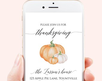 Thanksgiving Dinner Invitation, Virtual Thanksgiving Evite, Pumpkin Design, Electronic Invitation Digital, Text Invite Template HARVEST-N3e