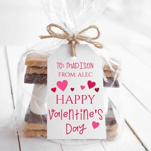 Hart Valentijnsdag Tag, Kinderen Valentijn Favor Tag, Personaliseren, Bewerkbaar, Rood Hart Label VALENTINE PPH21-1