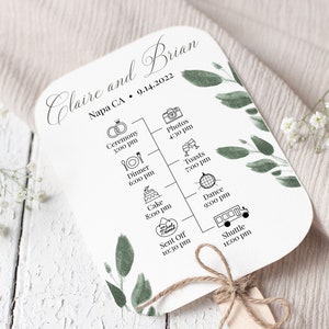 Wedding Program Fan, Wedding Day Timeline,  Greenery Editable Program Template 100% Editable 2021 JILLIAN