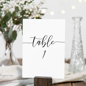 Simplistic Elegant Table Number Template, Flat and Tent Cards, 100% Editable Template PPW0550 Grace image 1