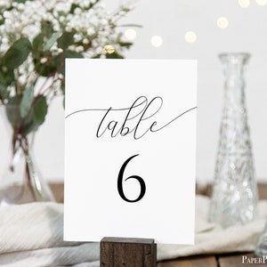 Wedding Table Number Cards, Event Seating, Elegant Calligraphy Display 100% Editable Template, PPW0560 image 1