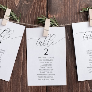 Wedding Seating Table Cards, Poster, Seating Chart, Elegant Calligraphy Display 100% Editable Template PPW0560