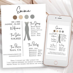 Bridesmaids Information Card, Printable Bridesmaid Details, Letter to Bridesmaid, Maid of Honor Proposal Box Editable PPW508