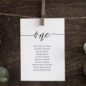 Wedding Seating Table Cards, Poster, Elegant Calligraphy Display 100% Editable Template, Corjl PPW0550 Grace image 1