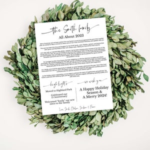 Modelo de carta de Natal, atualização de boletim informativo familiar, carta de família de férias, download instantâneo, editável, imprimível H23003-4 PPC-19