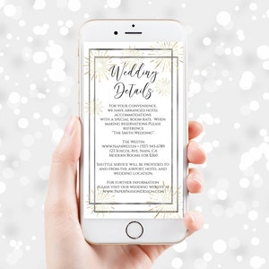 Wedding Details, Bachelorette, Wedding, Family Reunion, Electronic Info, Email Details, Editable Text, 100% Editable, Corjl PPW-NY21 image 1