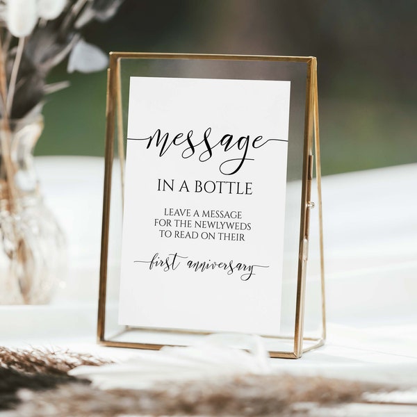 Message in a Bottle Sign Template, Advice Sign, Shower Printable, Editable Wedding Printable, Corjl PPW0550 Grace