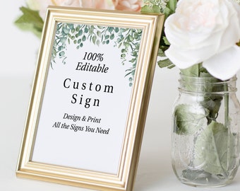 Greenery Wedding Custom Sign Template, Bridal and Baby Shower Sign, Guest Book,  Favors, Gifts Printable Editable PPW0440 PPB0440