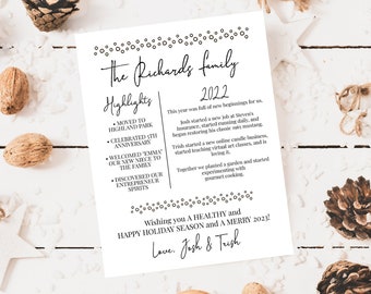 Christmas Letter Template, Year in Review, Christmas Newsletter, Family Update, Holiday Boho Bubbles, Instant Download Editable PPC-19