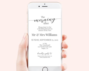 Wedding The Morning After Invitation, Wedding Brunch, Evite, Digital, Text Message, Email, Wedding Event, Invite Editable PPW16 MAE