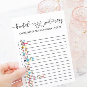 Bridal Shower Emoji Pictionary Template, Bridal Game Activity, Rustic Modern Elegant Design Editable, PPW0550 Grace imagen 1