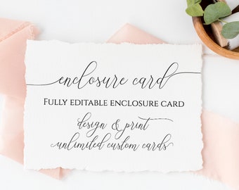 Custom Enclosure Card, Wedding, Bridal or Baby Shower Invitation Details, Simplistic Elegant Font Template Editable  PPW0560