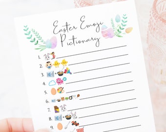 Easter Party Game, Emoji Pictionary, Zoom School Party, Family Children's Activity Printable EASTER-1