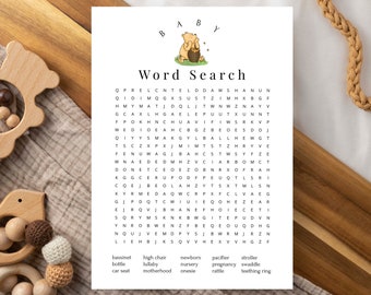 Winnie the Pooh Baby Shower Game: Word Search (Instant Download) PPB320