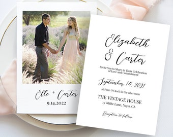 Wedding Invitation Template, Photo Invite, Classic Elegant Wedding, Wedding Editable Printable PPW16 MAE