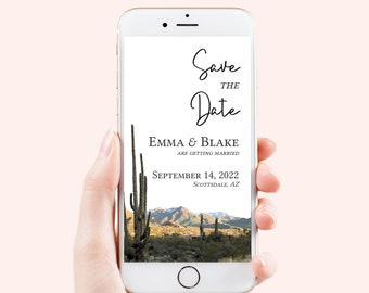 Arizona Desert Save the Date Template, Evite, Cactus Wedding Announcement, Electronic Invite PPW36 MESA