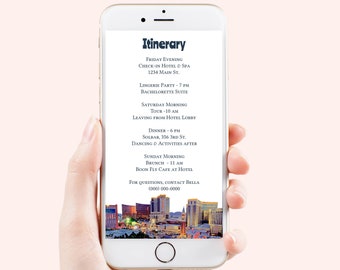 Las Vegas Electronic Itinerary Template, Evite, Hen Party, Bridal Shower, Details, Schedule, Wedding Events PPW38 VEGAS