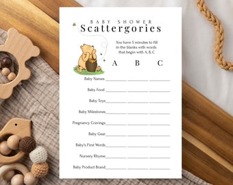 Winnie the Pooh Baby Shower Scattergories Game (Digital Download) PPB320