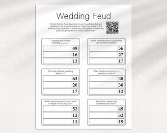 Bridal Shower Game | Wedding Feud Game | Bridal Feud Printable | Wedding Game | Digital Download | 240025