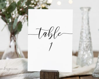 Simplistic Elegant Table Number Template, Flat and Tent Cards, 100% Editable Template PPW0550 Grace