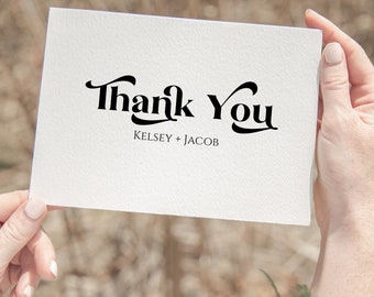 Retro Wedding Thank You Card Template, Wedding Printable, Editable Thank You Card, Printable Template PPW74