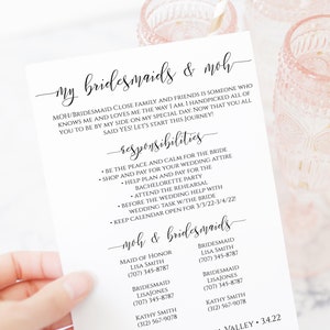 Bridesmaids Commitment Card, Printable Bridesmaid Pledge, Letter to Bridesmaid, Maid of Honor Proposal Box 100% Editable PPW0550 Grace