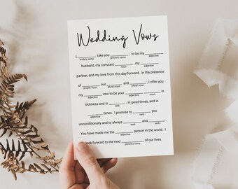 Wedding Vows Bridal Shower Game Template, Editable Modern Printable, Wedding Shower Party, Minimalist PPW554 EZRA