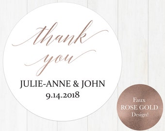 Rose Gold Thank You Tag, Wedding Favor Tag, Favor Thank You Tags, Editable Printable,  Instant Download, 120RG