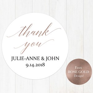 Rose Gold Thank You Tag, Wedding Favor Tag, Favor Thank You Tags, Editable Printable, Instant Download, 120RG image 1