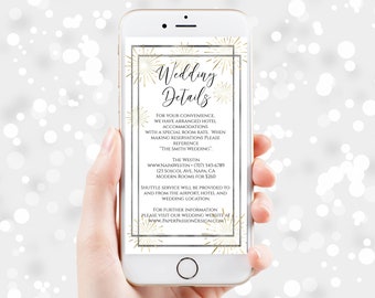 Wedding Details, Bachelorette, Wedding, Family Reunion, Electronic Info, Email Details, Editable Text, 100% Editable, Corjl PPW-NY21