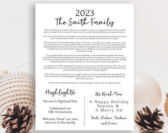 Holiday Letters to Family, Christmas Newsletter Template, Year in Review, Family Update, Instant Download, Editable H23001-3 PPC-19