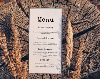 Menu Card Template,  Event Table Card,  Editable Dinner Menu Card, Wedding Seating, Printable PPW330 TYPEWRITER