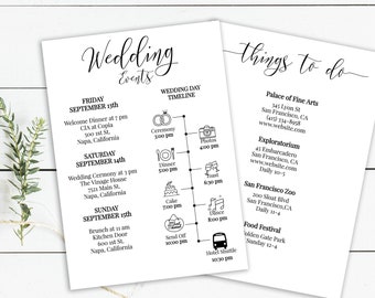 Wedding Event Icon Timeline & Things to Do, Schedule, Itinerary, Order of Events, Printable Editable PPW0550 Grace