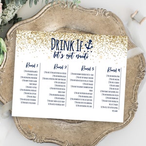 Junggesellinnenabschied Drink If Card Template, Bach Wochenende Aktivität, Trinkspiel Nautik, Let's Get Nauti, Braut Aktivität MARIN PPW28
