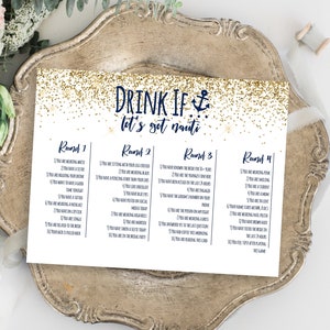 Bachelorette Party Drink If Card Template, Bach Weekend Activity, Drinking Game Nautical, Let's Get Nauti, Bridal Activity MARIN PPW28