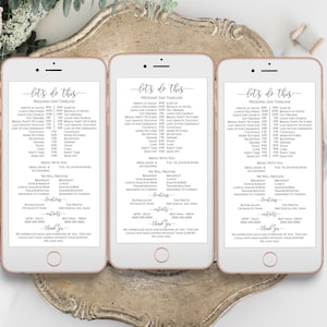 Wedding Party Timeline, Electronic Itinerary, Evite, Digital, Text Message, Email , 100% Editable Template, Corjl PPW0550 Grace
