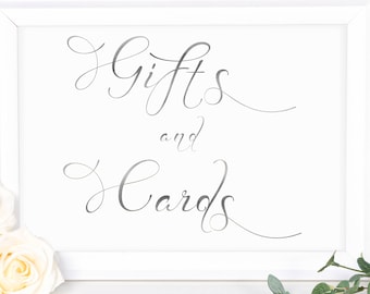 Silver Wedding Gifts and Cards Sign ~ Table Sign ~ Wedding Sign ~ Reception Sign ~ Landscape Sign ~ Template ~ Instant Download PDF ~ 110S