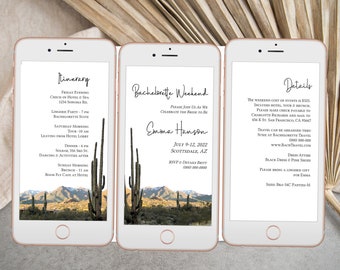 Desert Electronic Invitation Set Template, Evite, Hen Party, Cactus Bridal Shower, Itinerary, Details, Schedule, Wedding Events PPW36 MESA