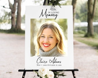 Memorial Sign, Celebration of Life, In Loving Memory Photo Collage, Welcome Sign, Editable Corjl Template PPF575