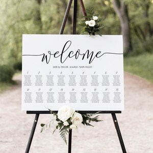 Wedding Elegant Calligraphy Seating Chart Sign, Poster, Display 100% Editable Template  PPW0550 Grace