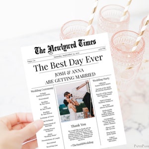 Wedding Newspaper Program, Traditional Post, Editable Program, Template, Newspaper, Corjl, Instant Download  NEWS2