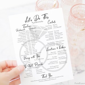 Wedding Party Timeline Diamond Ring Design Printable Wedding - Etsy