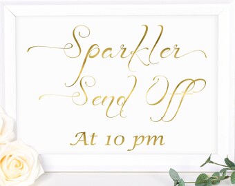 Wedding Send Off Sign ~ Gold Sparklers Sign ~ Wedding Sign ~ Reception Sign ~ Landscape Sign ~ Editable ~ Instant Download PDF ~ 110G