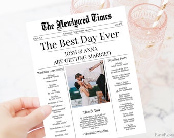 Wedding Newspaper Program, Traditional Post, Editable Program, Template, Newspaper, Corjl, Instant Download  NEWS2